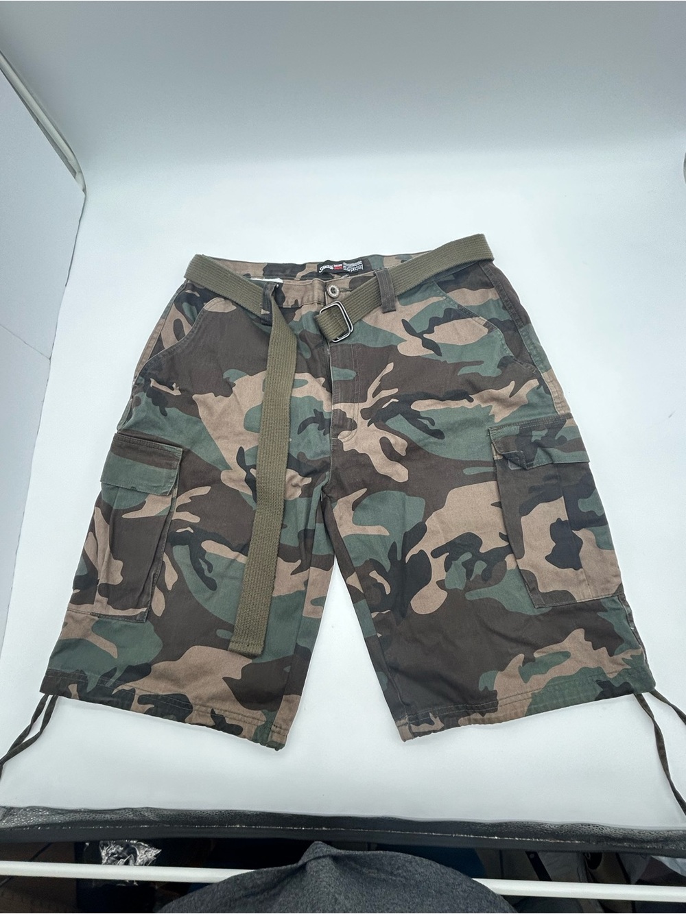 Vintage Y2K PJ Mark Fatigue Cargo Shorts With Utility Belt size 38